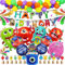 24 Stück Monster Party Luftballons Deko, Geburtstags Dekoration Monster Luftballons, Monster Kuchendeckel, Monster Luftballons Party Deko Set, Mit Banner, Für Kinder Geburtstags Dekoration