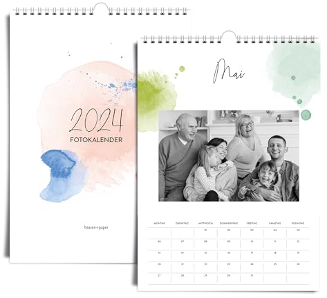heaven+paper® Fotokalender 2026 zum selbstgestalten | Bastelkalender 2026 A4 aus extra dickem 250 g/m² Karton | Wandkalender 2026 Made in Germany