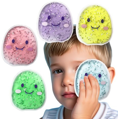 Gel Kids Ice Pack - 10.5 × 9 cm Kids Cold Compress - Ice Packs for Kid Lunch Box Bumps Bruise Soother - 5 Little Monster Designs for Children.