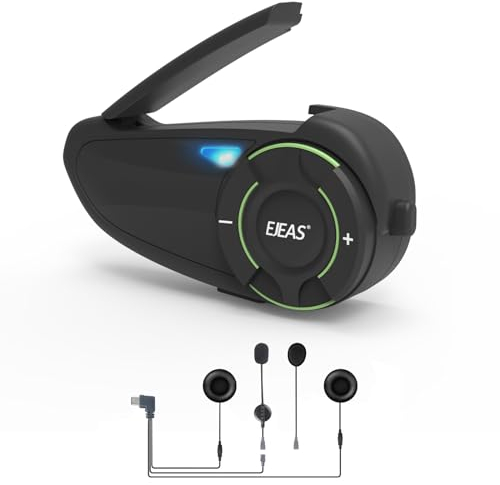 EJEAS Q8 Mesh 3.0 Gruppen Intercom Kommunikations System, Motorradhelm Bluetooth 5.1 Headset mit CVC Rauschunterdrückung und Musik Sharing für 6 Motorradfahrer (1 Packung)