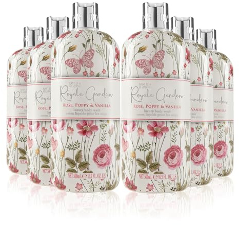 Baylis & Harding Royale Garden Rose, Poppy & Vanilla Body Wash 500ml (Pack of 6) - Vegan Friendly