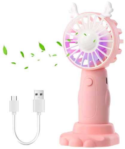Vesaneae Ventilateur avec lumière, Ventilateur à Main, USB Ventilateur portable, Ventilateur de Poche de Bureau Puissant 3 Vitesse,Mini Ventilateur à Main Pour Bureau à Domicile, Extérieur, Voyage