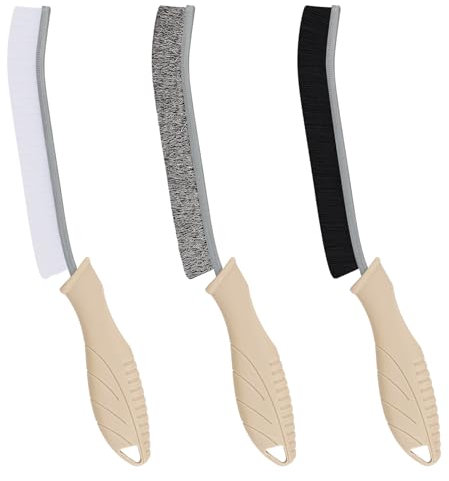 FOOGWEE 3 Stück Fugenbürste Bad Hart Bürsten Set - Drahtbürste Nylonbürste Hartborsten-eckenreinigungsbürste - Multifunktionsbürste zur Reinigung Rost Staub Schimmel und Mehltau in Ritzen und Ecken