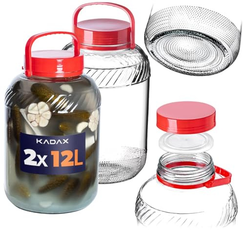 KADAX Vasetto per cetrioli con coperchio, vasetto per conserve, conservazione ermetica, vaso di vetro, vaso universale, vasetto per cetrioli, conservazione, vaso per la conservazione, vasetto per