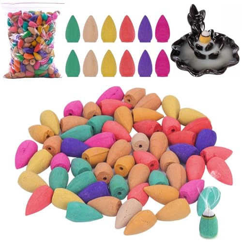 400 cônes d'encens à refoulement, mélange de différentes huiles essentielles parfumées, mélange coloré de cônes d'encens pour la chambre à coucher, le bureau, le yoga, la méditation, la relaxation