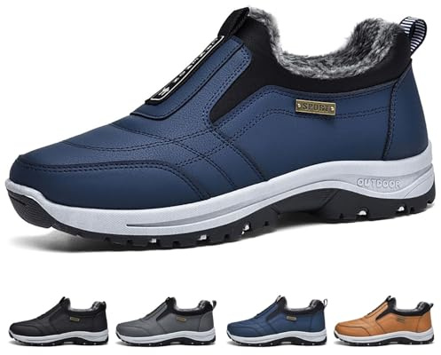 GYCF Chaussures à Enfiler pour Homme,Hiver Chaussures de Sport Orthopédiques Chaussures de Marche Basses de Randonnée Running Antidérapant Sneakers Outdoor,Bleu,42EU