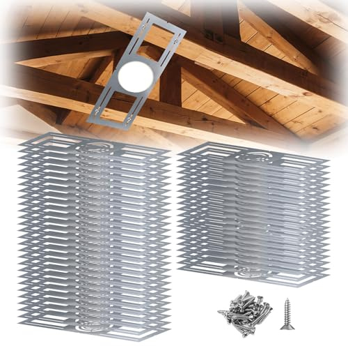 48 Pack New Construction Mounting Plate for Recessed Wafer LED Lights, 3/4/6inch Rough in Plate Template for Ceiling Light Fixture, 26inch Steel Housing Bracket, Easy Install