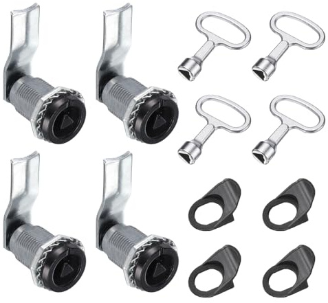 sourcing map Cerradura tubular de leva, cilindro de 7/8 pulgadas de longitud de cilindro de aleación de zinc con llave para buzón eléctrico (negro, paquete de 4)