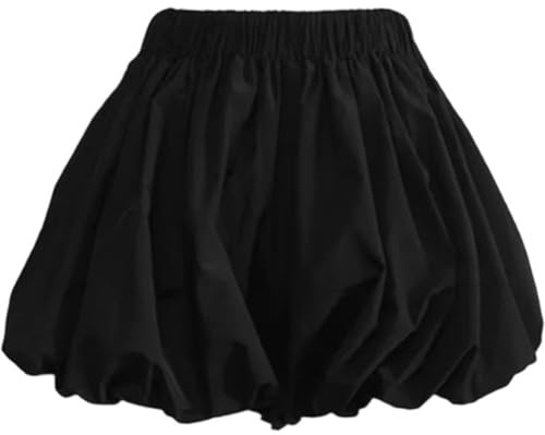 Dinntty Gonna Corta con Gonna a Palloncino Nera, Gonna a Palloncino, Gonna a Palloncino Drappeggiata a Vita Alta, Pantaloncini Casual alla Moda