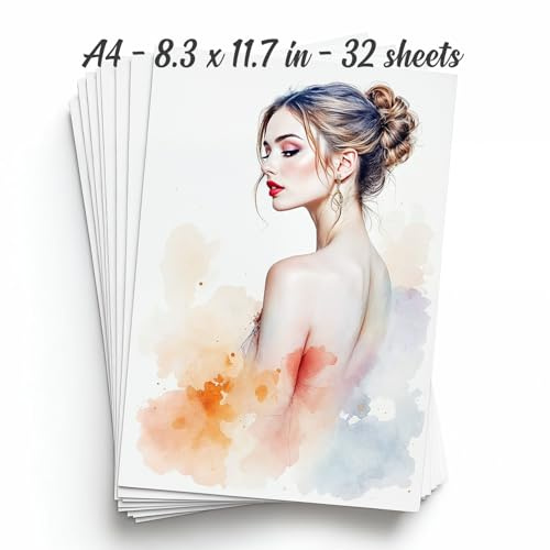 32 hojas Papel Acuarela A4-300gr algodon - Cuaderno acuarela - Suministros de arte para niños y adultos - Para pintura, bocetos de artistas, caballete, acrílico, dibujo libre