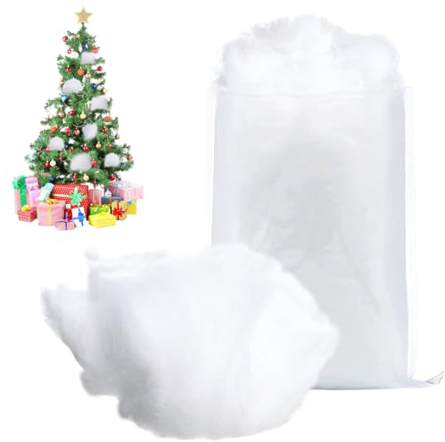 QIMMU Neige Artificielle,Fausse Neige,140g Neige en Coton Moelleux,Neige Artificielle Décorative,Neige cotonneuse,Coton Fausse Neige,pour Bricolage pour Sapin de Noël,Village d'hiver