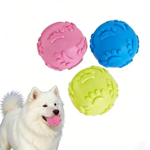 BRRDAQU Juego de Pelota para Perros de Tres Piezas, Juguete masticable para Perros, Hace Sonidos, Adecuado para Perros de tamaño pequeño a Mediano
