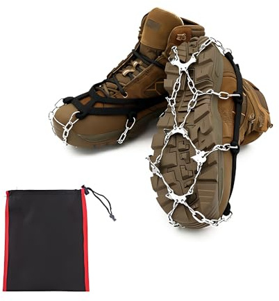 TONGIHS Ice Cleats, Crampons for Hiking Boots, Crampons Ice Spikes, for Winter Outdoor Hiking, Walking, Jogging, Climbing, Hiking, Fishing and Walking