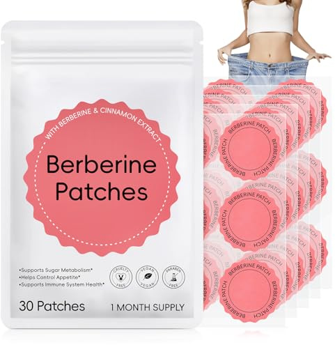 Berberine Patches, Berberine Support Patches with Berberines & Cinnamon Extract, Vegan, Helps Support Metabolism & Energy Levels (1 Pack)