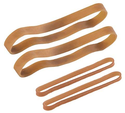60 Stück Gummibänder Set, Große Elastikbänder für Büro Haus Schul Bedarf, 100 x 5 mm, 160 x 10 mm, Dunkelgelb