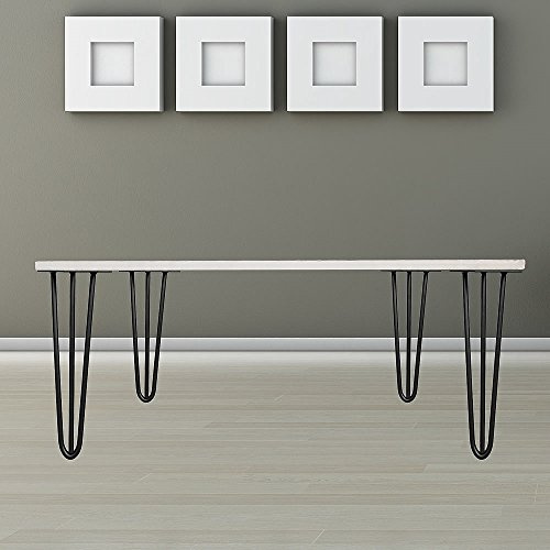 Melko 4 Stück Hairpin Legs Haarnadel Tischbeine aus 12mm Stahl Tischfuß inkl. Bodenschoner | Höhe 30 cm, 3 Streben, Schwarz