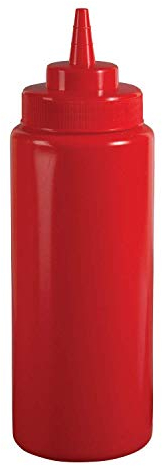CABLEPELADO Bote plastico para Salsas, Botellín para Salsas, Recipiente para Aceite, Botella de Salsa, Dispensador Salsas, Biberón de Cocina, 23.5 cm Longitud, Capacidad 500 ml, Rojo