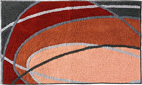 REDBEST Badematte, Badteppich, Badvorleger Lynn - rutschhemmend, Flauschiger Flor, pflegeleicht, für Fußbodenheizung geeignet - Terra Größe 50x80 cm
