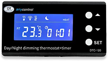 Katolang Digital Thermostat LCD Display Multipurpose -10-60 Degree Celsius Working Temperature Digital Thermostat Timer, for Aquarium Terrarium Crawler Box