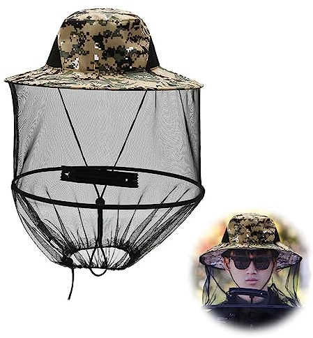 xnnmzhao Moskito Kopfnetz Hut, Moskitonetz Imkerhut Kopf Hut, Gesichtsschutz Outdoor Angelausrüstung Faltbar für Outdoor Angeln Wandern Gartenarbeit