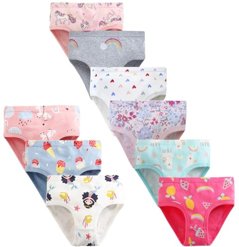 JackLoveBriefs Coton Culotte Fille 9 Pièces，âgés de 6 à 7 Ans,Multicolor Taille 130