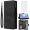 Asuwish Compatible with Moto G50 4G Wallet Case Tempered Glass Screen Protector and Leather Flip Cover Card Holder Stand Cell Accessories Phone Cases for MotoG50 Motorola G 50 50G 2021 Women Men Black