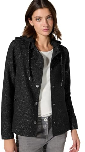 Cecil Sudadera con capucha para mujer de lana falsa, Negro, S