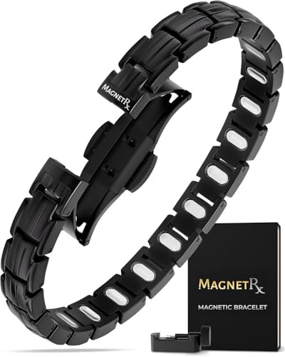 MagnetRX EllipseMAX Magnetarmband för Dam – Titanarmband med 5000 Gauss Neodymmagneter – Justerbar, Svart