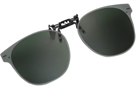 Clip solar para gafas de vista, clip de gafas de sol polarizadas sobregafas de sol clipsable para hombre mujer anti-reflejos, lente abatible para conducción actividades al aire libre, verde oscuro