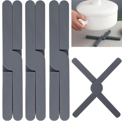 Sottopentola in silicone resistente al calore, 4 pezzi, sottopentola pieghevole in silicone, per pentole, padelle calde, protezione impilabile