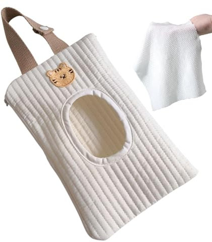 Portable Tissue Dispenser, Stroller Wipe Bag, Travel Wipes Case, Dustproof Tissues Container, 9.06x5.91 Inches, Perfect for Baby Care, Makeup Removal, and Daily Hygiene Needs