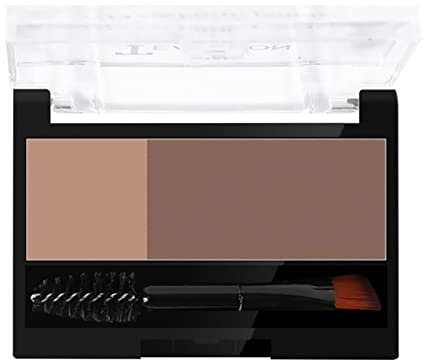 2 Po Poudre de Tampon de Sourcils étanche à Deux Couleurs - Tampon Adjustable en Poudre de Sourcils pour les Débutants à Faire -up (Kaki clair, Marron clair)