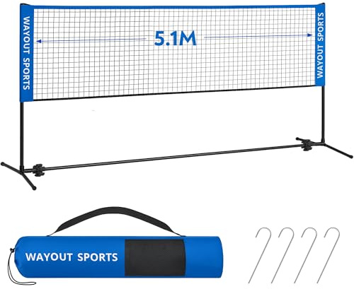 Wayout Sports - Red Ajustable y Plegable para Bádminton, Tenis, Voleibol y Fútbol (5.1M)