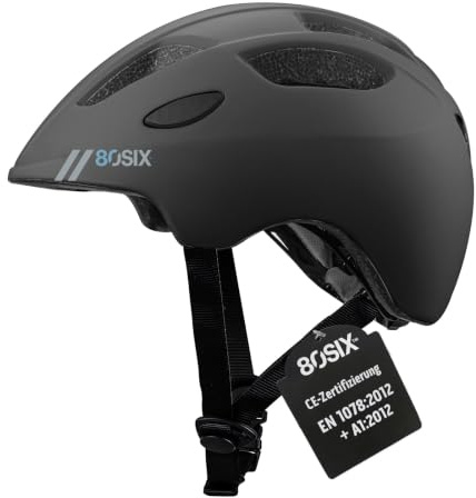 83SIX Casco Bicicleta & Patinete Eléctrico - Homologado CE, Ligero y Ajustable, Adultos y Niños, MTB/Skate, Negro Mate, M/L