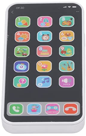 RASTKY Jouet de Téléphone Portable coloré pour Enfants avec Musique et Lumières, Jouet de Téléphone d'apprentissage pour Les Enfants de Plus de 3 Ans (Blanc Anglais)