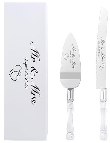 Mocessory Set di coltelli e posate per torta in acciaio inossidabile acrilico con manico in cristallo finto, coltello per torta in acciaio inossidabile, paletta per torta, taglia pizza