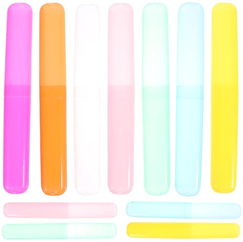 DOITOOL 14 Custodie da Viaggio per Spazzolini da Denti in Plastica Resistente, Set Colorato Anti-polvere Contenitore Portatile per Campeggio, Escursionismo e Uso Quotidiano