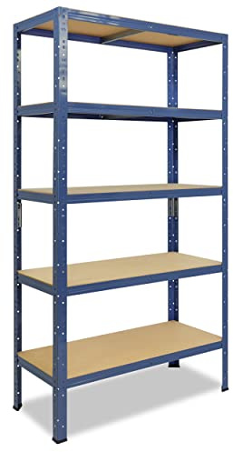 shelfplaza Home 180x90x60 cm Schwerlastregal in blau mit 5 Böden und 175 kg Traglast pro Boden