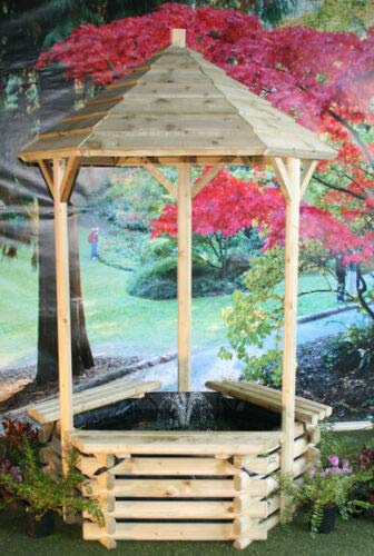 Garden Wishing Well Fish Pond 6ft 7 with Liner - Wooden Outdoor Water Feature