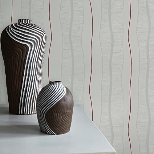 TADESSI Tapete Streifen Romeo M1-No.20 Vliestapete Rot Creme Streifentapete für Wohnzimmer Schlafzimmer Küche