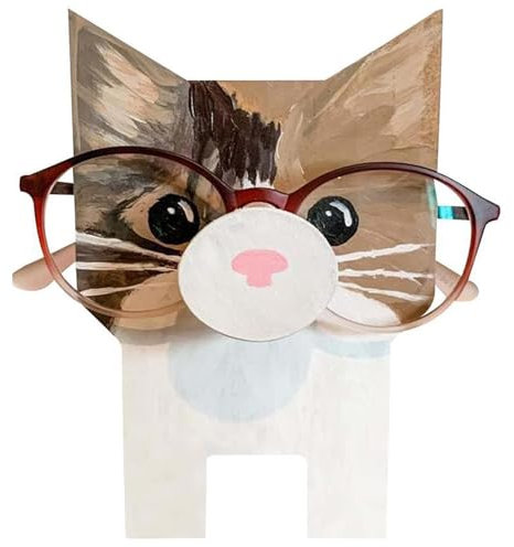 Whcctl Porta occhiali in legno, supporto per occhiali a forma di gatto, portaocchiali per animali domestici, supporto per occhiali per animali domestici, supporto per occhiali in legno, per casa,
