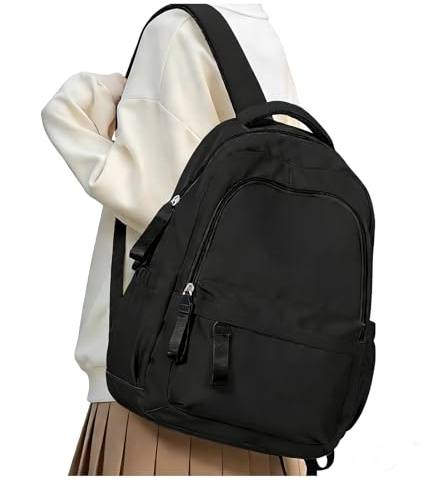 HYC00 Rucksack Damen Schule Schulrucksack Teenager Mädchen College Laptop Rucksack Damen 14 zoll Schulranzen Tagesrucksäcke Schultasche Casual Daypacks Reiserucksack für Schule School Backpack,Schwarz