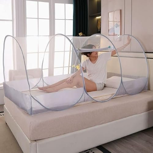 Mosquitera para Cama,Mosquitera Desplegable 190 x 90 x 90 cm, Tienda de Campaña portátil Grande de Viaje, Mosquitera Cama con Cremallera, Fácil Instalación, Malla Fina, para Dormitorio, Campament