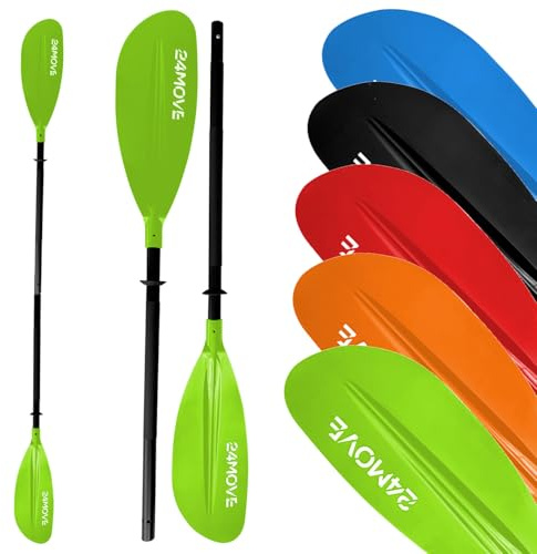 24MOVE® Doppelpaddel LAGO Paddel 220cm Kanupaddel Aluminium, Stand-Up Paddling, Paddel für Kajak, Schlauchboot, verstellbar, grün