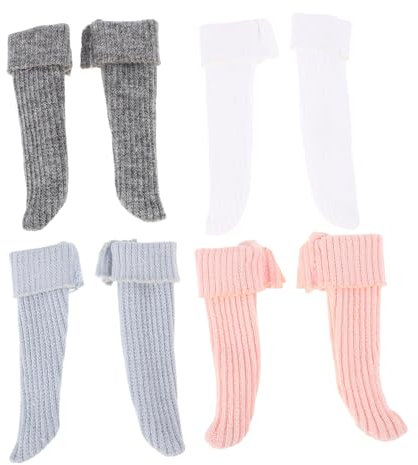 Kisangel 4 Paare Puppensocken Puppenkleidung Minipuppenschuhe Halloween-socken Für Puppe Verkleiden Sich Kleidung Haarschmuck Für Kleine Mädchen Puppenabsätze Puppenlätzchen Stoff