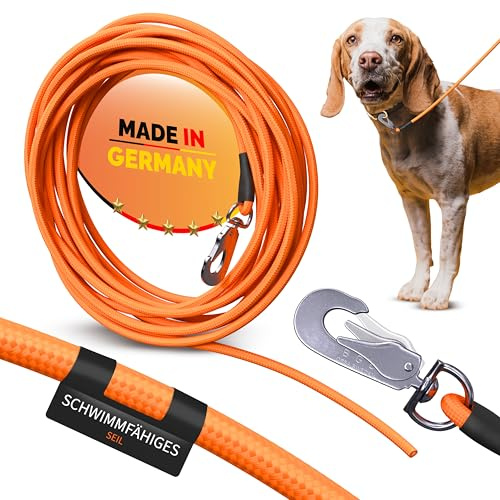 5m Schleppleine Hund | besonders leichte & schwimmfähige Trainingsleine aus Seil 3–50m | Flexible, reißfeste Hundeleine mit 360° Karabiner für Rückruftraining – ideal für kleine & große Hunde