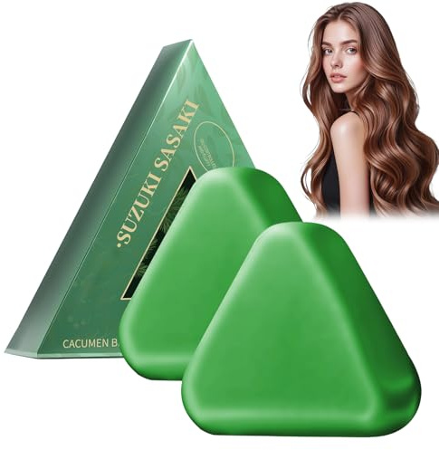 Lot de 2 shampoings Nature Seven Green Soap Nature Triangle Bar Polygonum Soap Nettoie en douceur, lisse et nourrit les cheveux, convient aux hommes et aux femmes