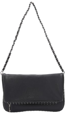 Koroshi Borsa a tracolla piatta da donna in effetto pelle, chiusura con zip e tasca interna., Nero , Talla única