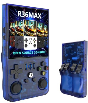 Aidodmom R36MAX Console de Jeu Portable,Cartes TF 22 000+ Jeux rétro Consoles de Jeu avec écran IPS de 4.0, Système Linux Open Source,