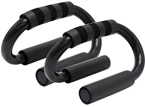 Juego de 2 agarres para flexiones de acero inoxidable, barras push up en forma de S para entrenamiento de fuerza y fitness, equipo calistenico con mango de espuma, antideslizante, equipo de